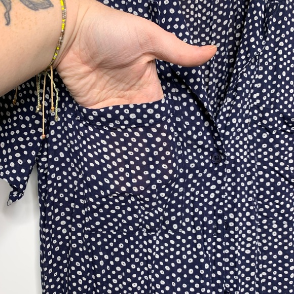 Cloth & Stone Dana Button-Down Blouse Blue & White Medium - Picture 8 of 11